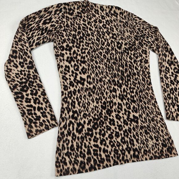 Cashmere Cashmere Leopard Print Button Cardigan Sweater Size S Mob Wife Glam - Picture 11 of 12